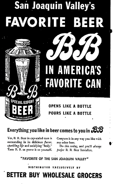 BB Beer 1937 ad.