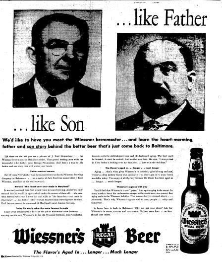 Wiessner's Ad, June 1950. 