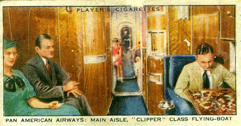 Inside of a Pan Am Clipper, from a  British tobacco card.